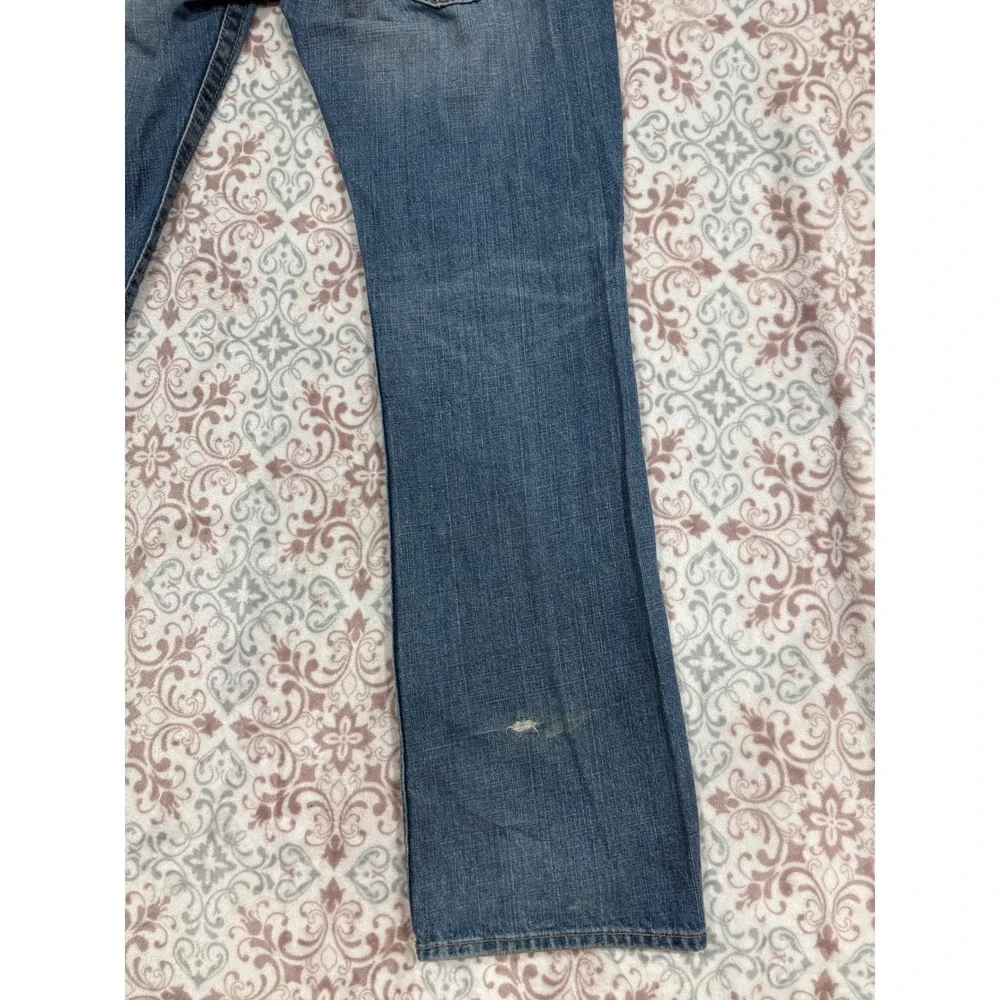 True Religion Ricky Straight Leg Distressed Blue Jeans Mens 33 Made in USA N3859